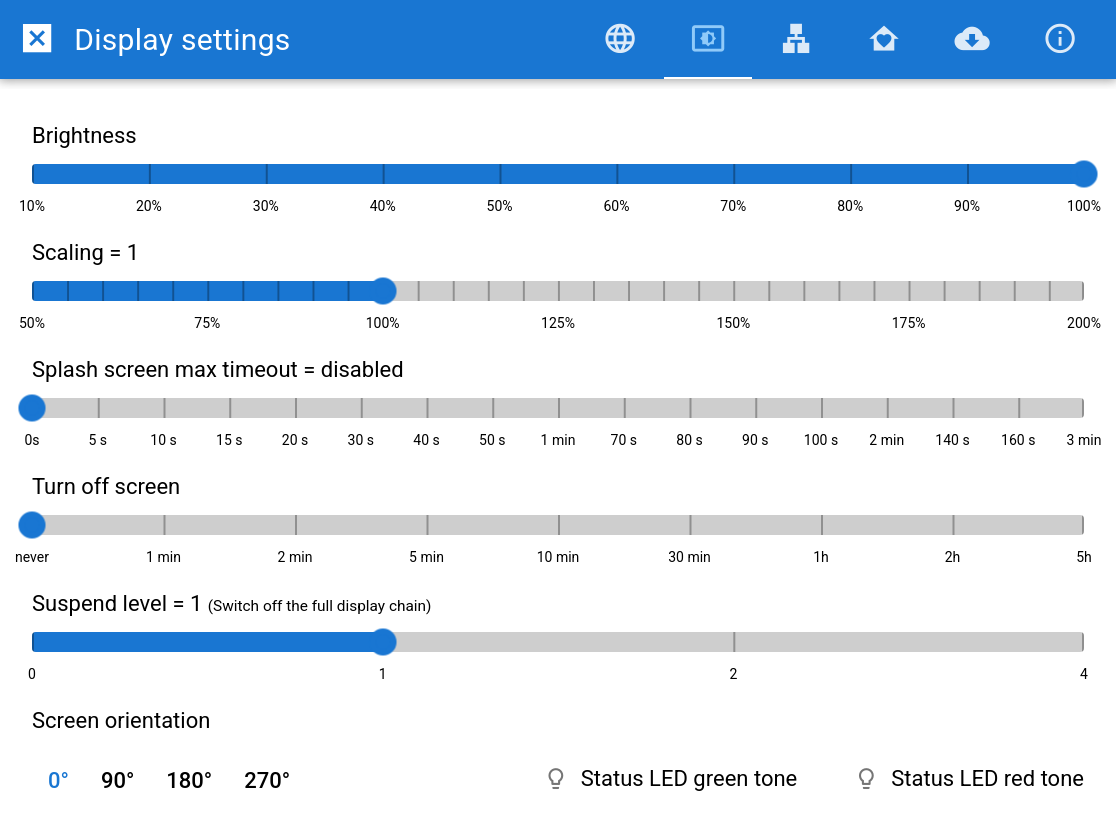 hex-browser admin UI for display settings